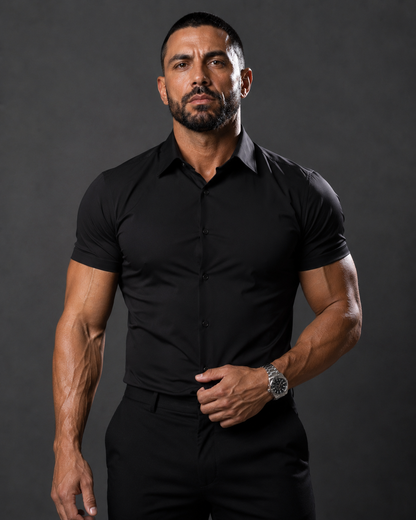 Short Sleeve Muscle Dress Shirt - Stretch Fit