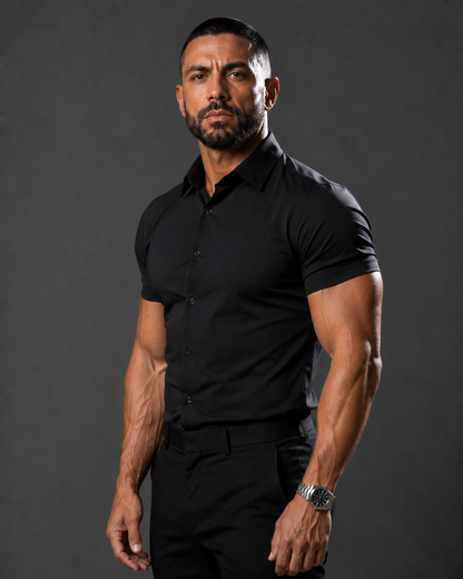 Short Sleeve Muscle Dress Shirt - Stretch Fit