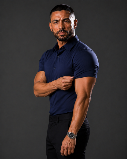 Short Sleeve Muscle Dress Shirt - Stretch Fit