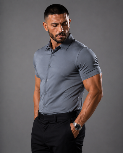 Short Sleeve Muscle Dress Shirt - Stretch Fit