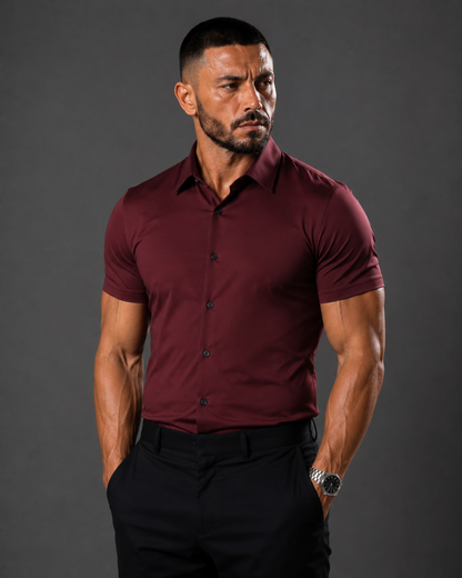 Short Sleeve Muscle Dress Shirt - Stretch Fit