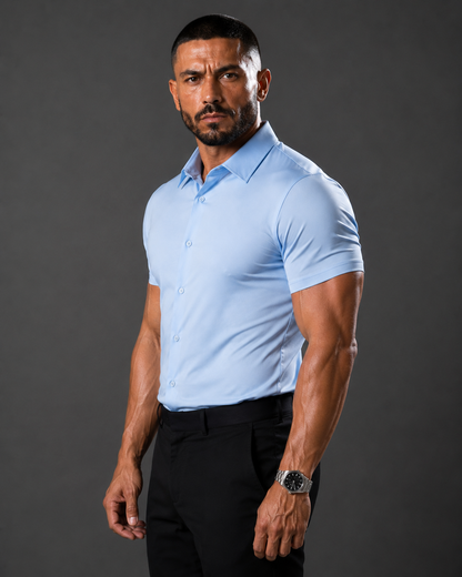 Short Sleeve Muscle Dress Shirt - Stretch Fit